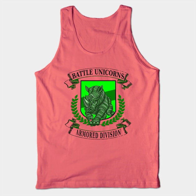 Battle Unicorn Armored Division - Charging Rhino Emblem Tank Top by Scattered Atoms